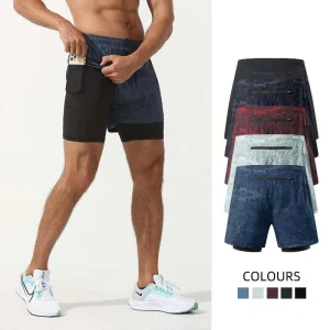 Summer Double Layer Fitness Shorts Quick Dry Sports Swimming Trunks Men’s Sports Casual Sportswear Activewear Active Bottoms