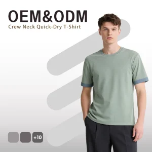 Summer Heavyweight 240G Double-Sided Solona Solid Crew Neck Cotton Blend Quick-Drying T-Shirt Fashion Simple Joker Men’s Women’s