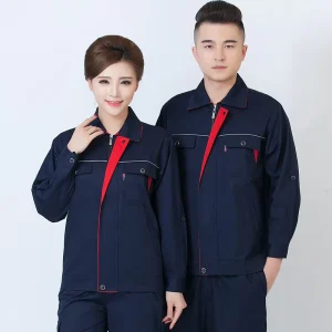 Summer Lightweight Polyester Long Sleeve Workwear Men’s Construction Uniform Labor Protection Suit Set Workshop Factory Attire