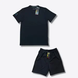 Summer Men Casual Solid Sports Workout GymTracksuit Short Sleeve T Shirts Shorts 2 Piece Lightweight Activewear Running Set