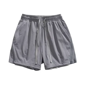 Summer Men’s Casual Cropped Loose Breathable Shorts Solid Pattern Outerwear Drawstring Closure Mid Waist 6XL Size CE1547