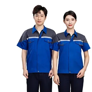 Summer Men’s Cotton Workwear Short Sleeve Lightweight Set Abrasion Resistant Breathable Workshop Top Auto Repair Suit Factory