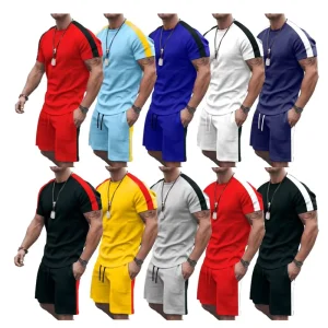Summer Men’s Gym Jogging Two-Piece Set Custom Logo Men’s Sports Leisure Sportswear