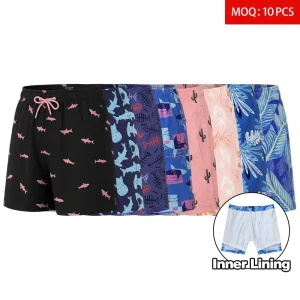 Summer Men’s Lightweight Breathable Quick Dry Sports Swim Trunks 150GSM Custom Sublimation Printed Beach Shorts With Liner