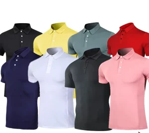 Summer Men’s Polo Shirt Formal Short Sleeved Solid Color Stand up Collar Golf Shirt Men’s Short Sleeved Polo Shirt