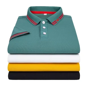Summer Men’s Short sleeved Personalized Neckline POLO Shirt Men’s Solid Color Casual Polo Shirt