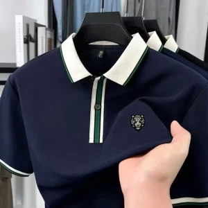 Summer Men’s Short sleeved Polo Shirt New Collar Design Color Patch T shirt Business Luxury Casual Fashionable Top