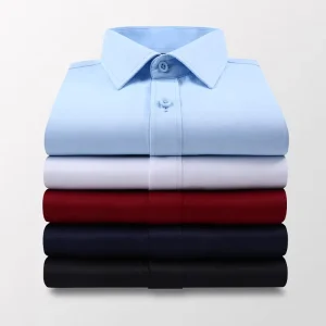 Summer Men’s Slim Solid Color Short Sleeve Shirt Business Casual White Shirt Male Large Size 5xl 6xl 7xl Classic Style
