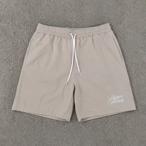 Summer Men’s Swim Trunks Custom Logo Board Shorts Mesh Lining Solid Print Beachwear Swim Shorts