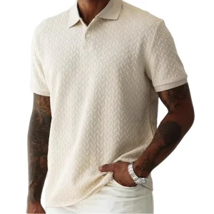 Summer New Men’s Fashion Casual Solid Color Flip Polo Shirt