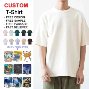 Summer Oversize Heavyweight 100% Cotton Hip Hop T-Shirt Custom Logo Screen Printed Design O-Neck Men’s Breathable Fashion T-shirt