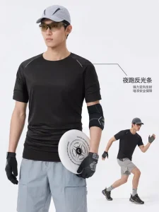 Summer Quick-Dry Printed Men’s Loose Crewneck T-Shirt Breathable Running Fitness Training Sport Top for Casual & Athletic