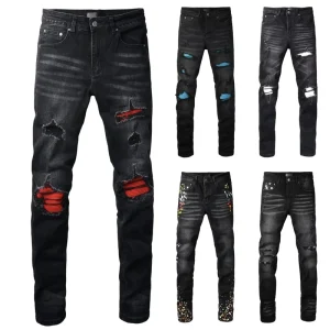 Summer Spring Y2k Clothing Streetwear Vintage Patches Men’s Jeans Custom Denim Jeans Stacked Mens Pants Ripped Jeans