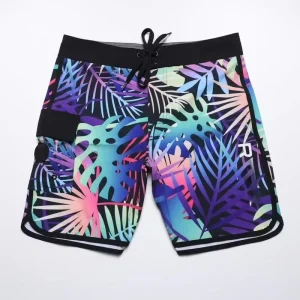 Summer Swimwear Men’s Quick-dry Waterproof Swim Shorts with Pockets Elastic Waistband Mesh Lining