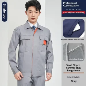 Summer Thin Long-Sleeved Polyester Overalls Unisex Factory Workshop Workwear Customized Maintenance Auto Repair Labor Protection