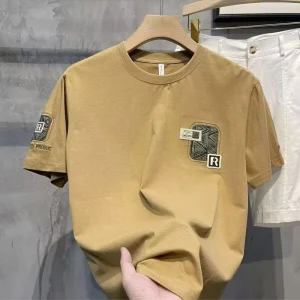 Summer Trendy Men’s Short-sleeved T-shirt Slim-fit Printed Top Clothes Half-sleeved T-shirt