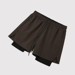 Summer Unisex 2 1 Running Shorts Breathable Lightweight Hidden Pockets Quick Dry Workout Training Athletic Activewear