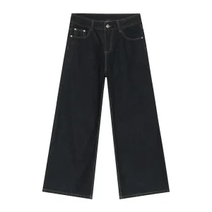 Supplier Custom High Quality Japanese Selvedge Men’s Heavyweight Blue Wide Leg Baggy Raw Denim Jeans