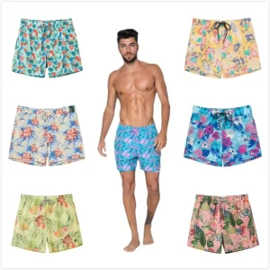 Swim Trunks For Men Flowers Printed Trunks Swim Shorts