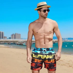 Swim Trunks Men’s Swimwear Quick-drying Fabric High Waist Board Short Printed Casual Shorts