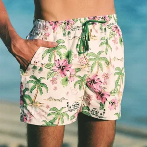 Swimwear Beachwear Recycled Polyester Men’s Brief Swim Trunks Quick Dry Boardshorts Lightweight Elastic Waist Boardshorts