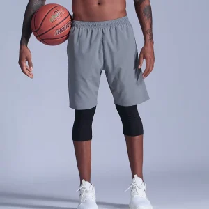 TRMA Ventilated Double Layer Shorts 90/10 Poly Spandex Perforated Rapid Dry Men’s Athletic Wear for Crossfit Training