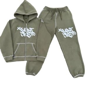TT502 Custom Logo Men’s Stripped Tracksuit Zip Up Sweatpants and Hoodie Set Casual Sweatpants Set for Men