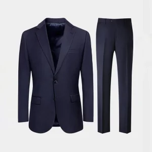 Tailor Made 100% Pure Wool Men’s Wedding Men’s Suits Sophisticated Upscale Business Blazers with Breathable Lapel Two Piece