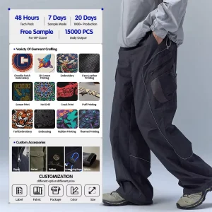 Techwear Men’s Straight Cargo Pants Loose Fit Lightweight Nylon Quick Dry Outdoor Hiking Streetwear Utility Autumn