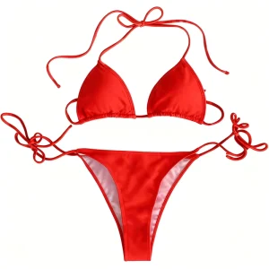 Temperature Color Changing String Bikini Discoloration Triangle Bikini Water Sports Surf Micro String Bikini