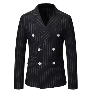The Spirit of Man Blazer Male Suit Jacket Casual Business Striped Pattern Luxury Stylish Blazers for Men