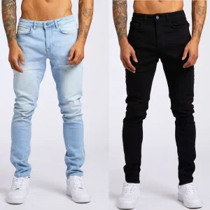 Tight Jeans Men New Fashion High Waist Street Washed Skinny Jeans Men Trousers