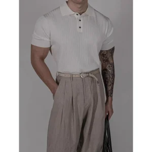 Top Quality Business Casual Summer New Style Solid Turn-down Collar Slim Fit Knit Polo Shirt Men’s for Short Sleeve T-shirt Odm