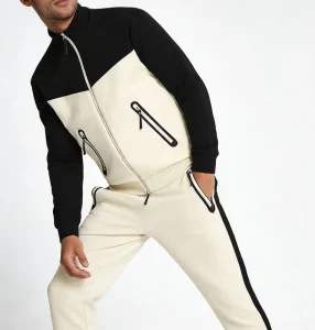 Tracksuit Man Custom Stand Collar Zip Jacket Skinny Casual Jogger Pants Set Soft Breathable Knit Stripe Retro Streetwear Two