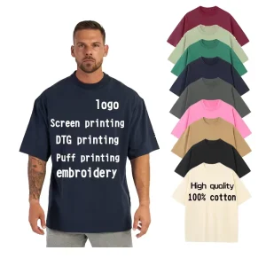 Trending 100% Cotton Men’s Oversized T-shirt Custom Design DTG Embroidery Streetwear Loose Fit Blank T-shirt for Men