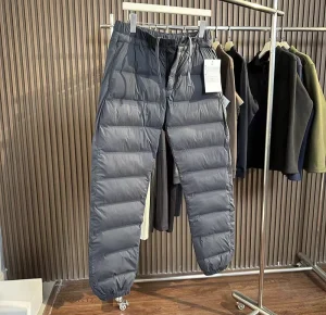 Trending Men’s Baggy Pockets Stacked Joggers Track Pants Mid Waist Ultralight Warm Down Pants