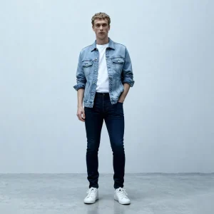 Trendy Dark Blue Slim Fit Men’s Jeans High Elastic Stretch Cotton Denim Pants Casual Soft Business Male Trousers