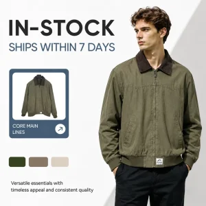 Trendy Men’s Spring Woven Solid Color Polyester Fiber Long Loose Leisure ODM Varsity Jacket Windproof Warm Workwear Outdoor