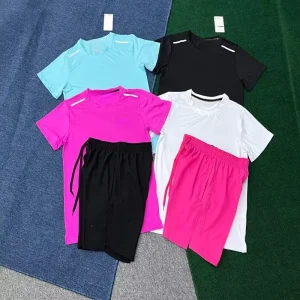 Trendy Training Running Fitness Short sleeved Set Elastic Football Quick drying Breathable Sportswear Set