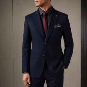 Two Button Men’s Solid Blazer Slim Fit Business Formal Jacket