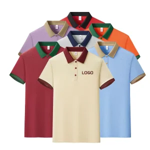 Two Color Polo Shirt Custom Digital Print logo Design Workwear Pattern Embroidery Polo Shirt for Men