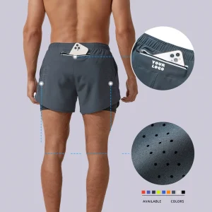 Two Layer Men Sports Wears Gym Shorts Quick Dry Mens Workout Athletic Shorts for Men