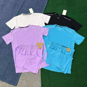 Two Piece Vintage Lightweight Reversible Breathable Quick Dry Summer Sports Outfit T Shirt Shorts Set for Men