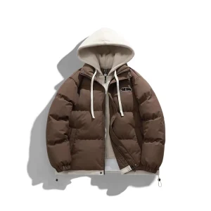 Two-piece Hooded Stand Zipper Front Windproof High Street Style Thick Polyester/Cotton Worsted Men’s Winter Coat