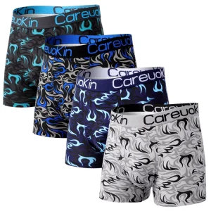 UOKIN Custom Logo Mens No-Ride-Up Silk Underwear Fashionable Boxer Briefs Plus Size Multi-Color Mix Full Print Design Shorts