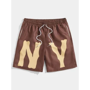 US City Limited Edition New York Letter Print Men’s Trendy Shorts Customized Beach Pants Plus Size