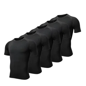 USA Warehouse 5 Pack Mens Compression Shirts Short Sleeve Cool Dry Sports Athletic Workout Base Layer Undershirt T Shirt Tops