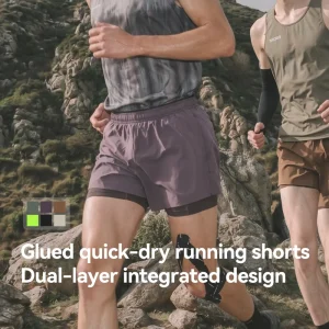 Ultrasonic Sealing 2 in 1 Trail Running Shorts Breathable Lightweight Quick Dry Athletic Activewear Shorts Unisex