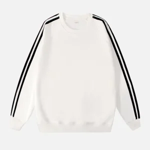 Unisex Cotton Hoodies with Loose Striped Long Sleeves Men’s Casual Pullover Sweatshirts for Autumn Plain Dyed Sports Streetwear