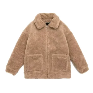 Unisex Custom Logo Fall Winter Wool Fabric Thick Sherpa Polar Fleece Windbreaker Men’s Warm Jacket